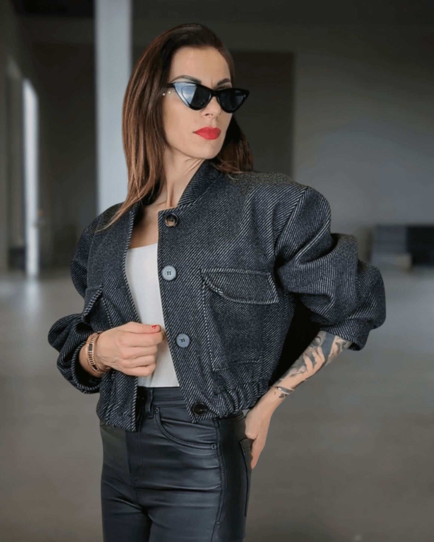 Jacket Bomber Nastia Dark Gray Suranska Shop
