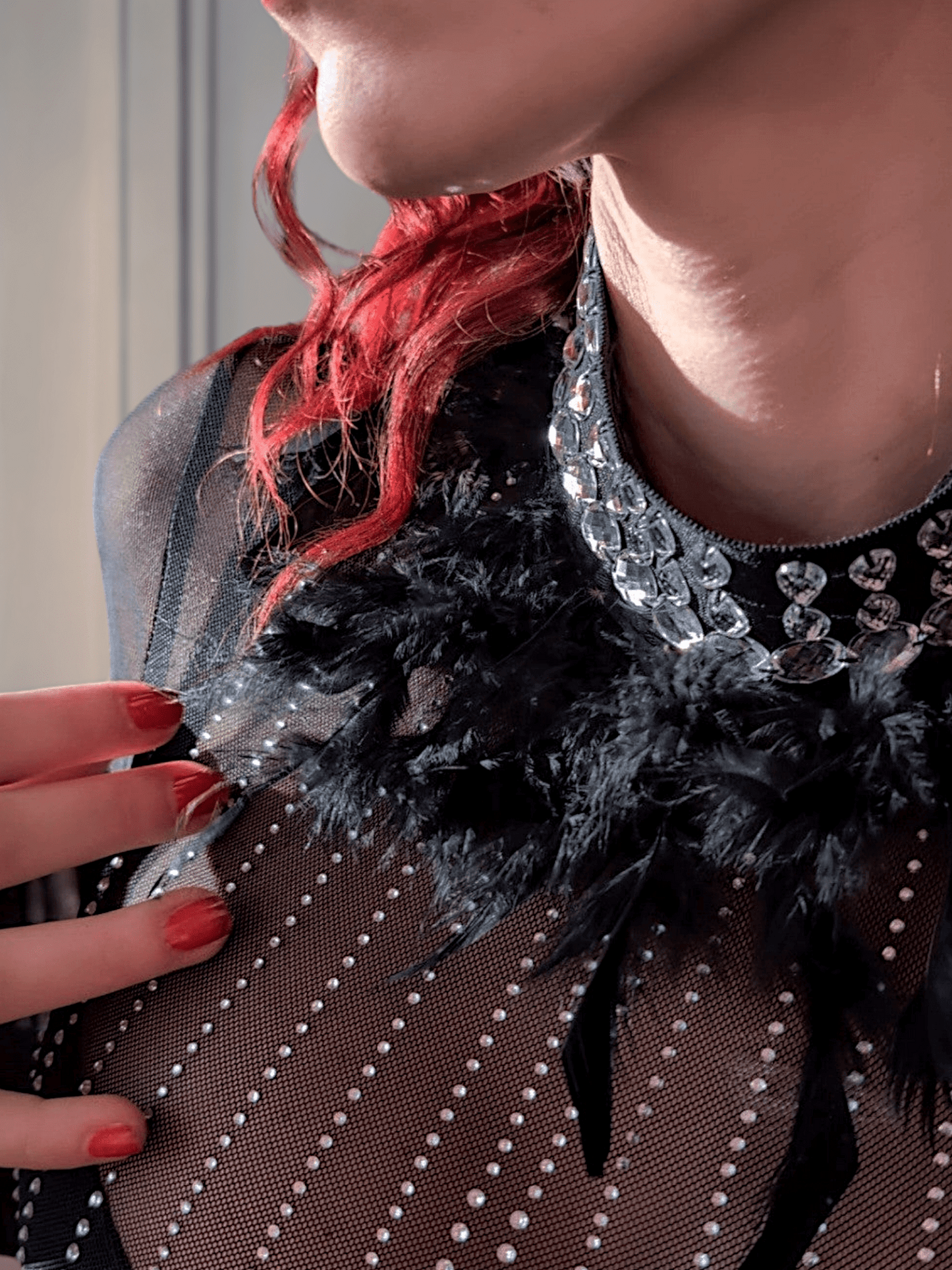 Dress Aurelia with Rhinestones and feathers Suranska Shop