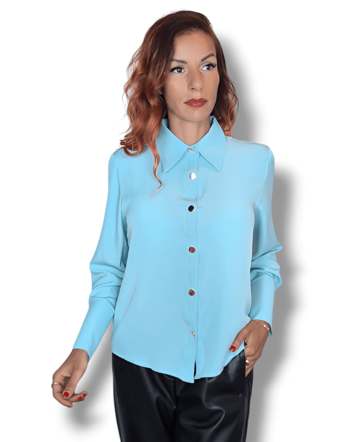 Mint Green Blouse with Gold Buttons blouse Suranska Shop