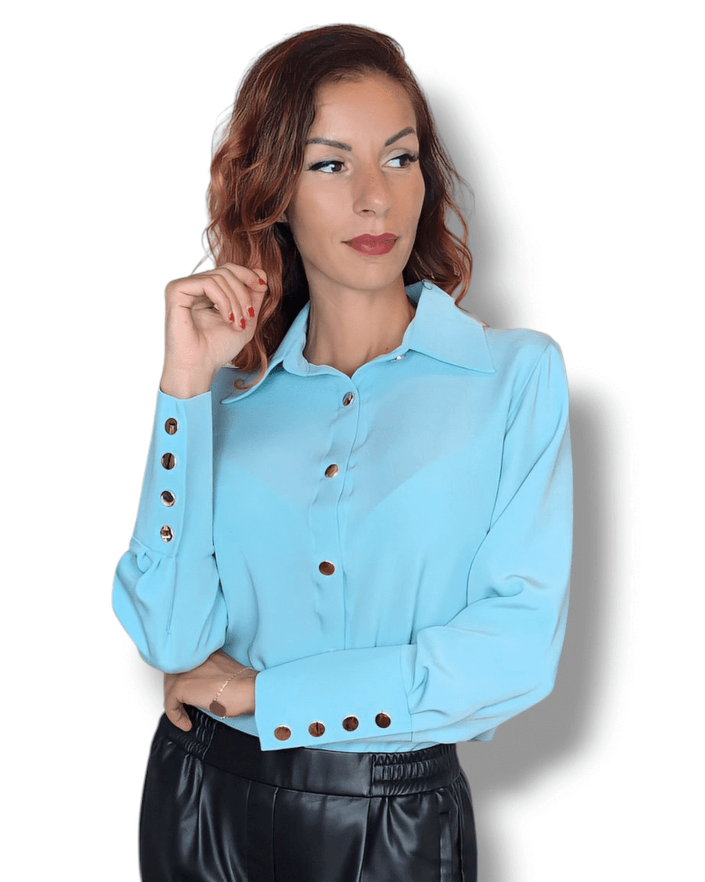 Mint Green Blouse with Gold Buttons blouse Suranska Shop
