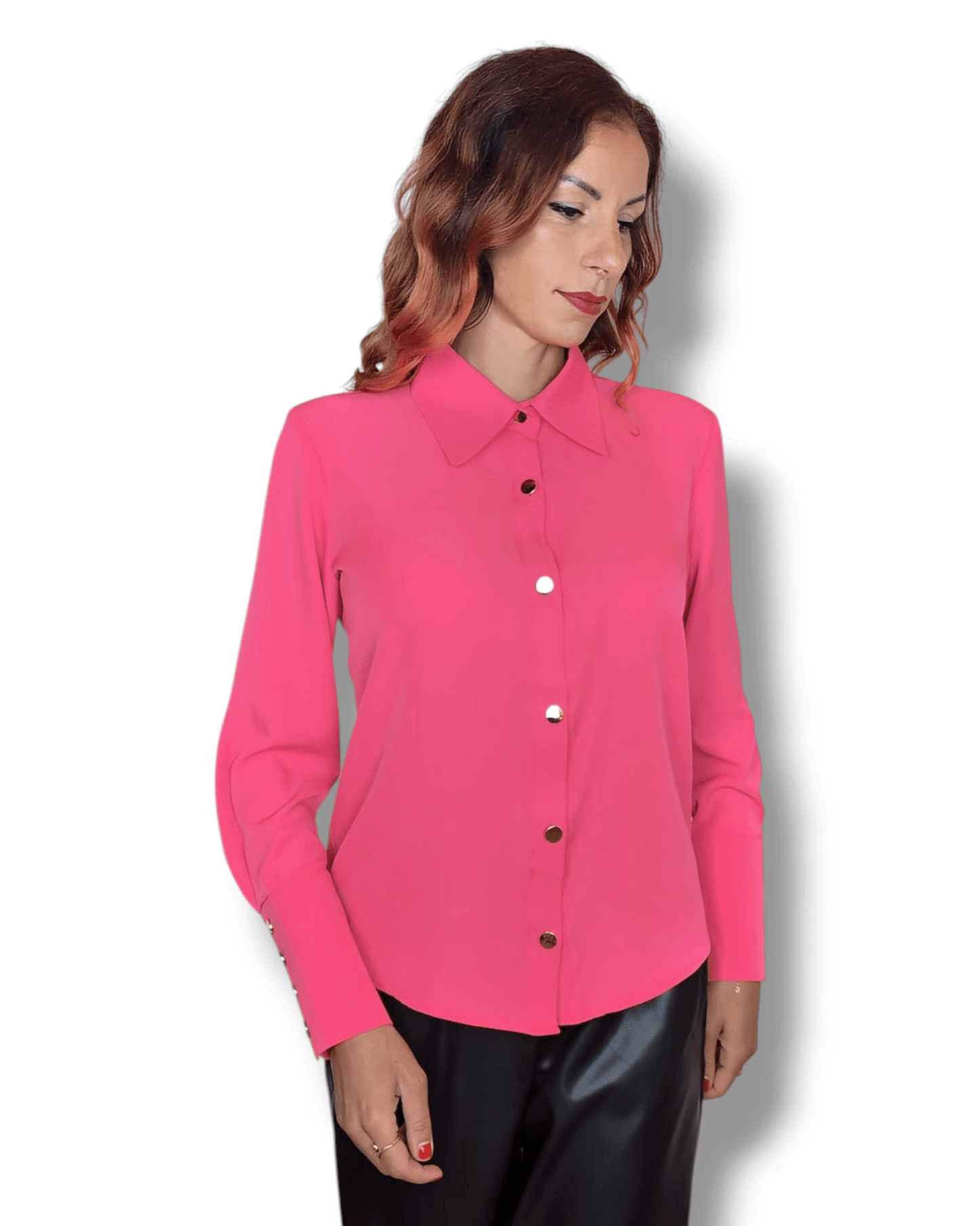 Pink Fuchsia Blouse with Gold Buttons blouse Suranska Shop