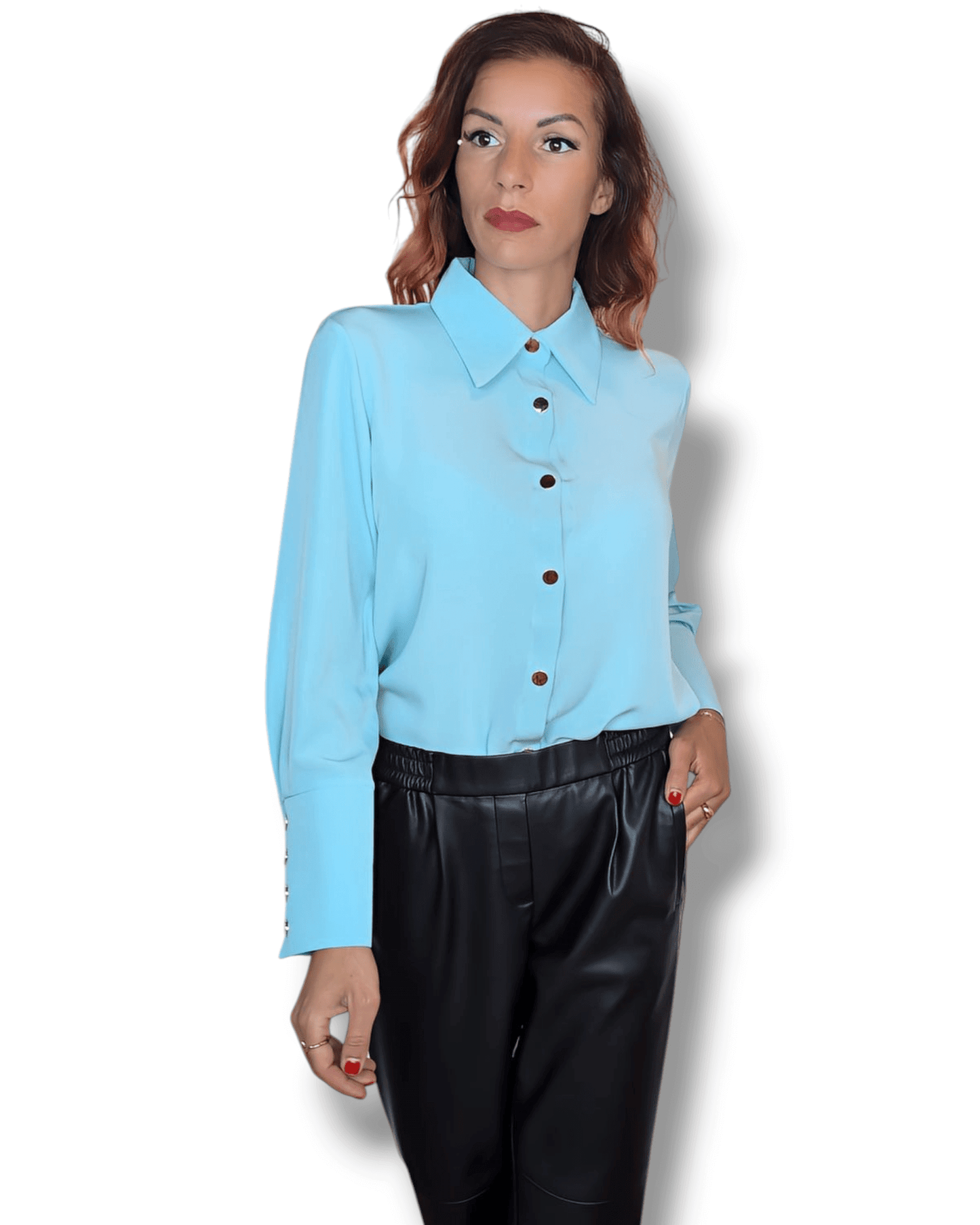 Mint Green Blouse with Gold Buttons blouse Suranska Shop