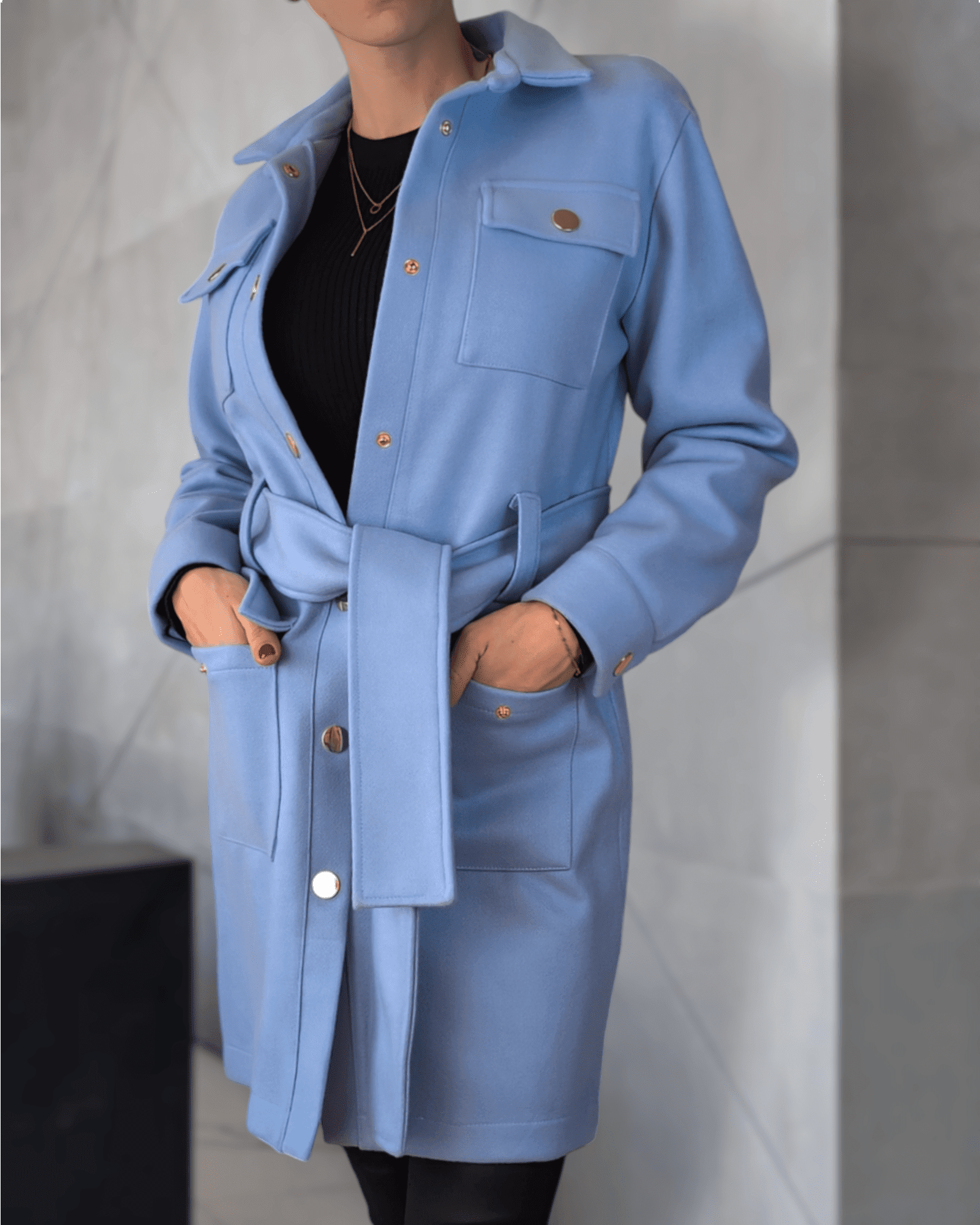 Belted mid-lenght coat coat Suranska Shop 