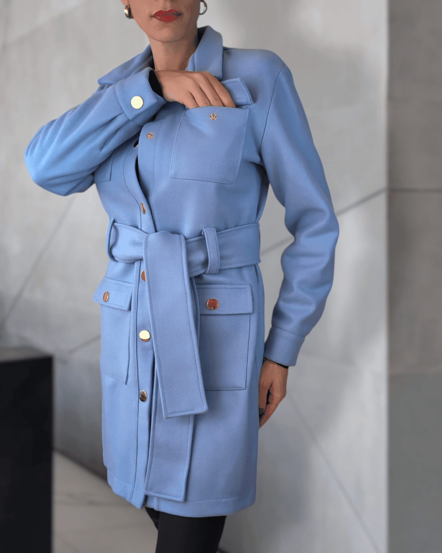 Belted mid-lenght coat coat Suranska Shop 