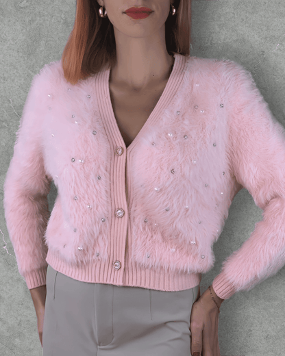 Sweater Alice Baby Pink with Pearl pull Suranska Shop 