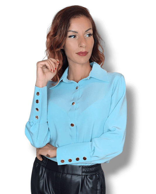Mint Green Blouse with Gold Buttons blouse Suranska Shop 