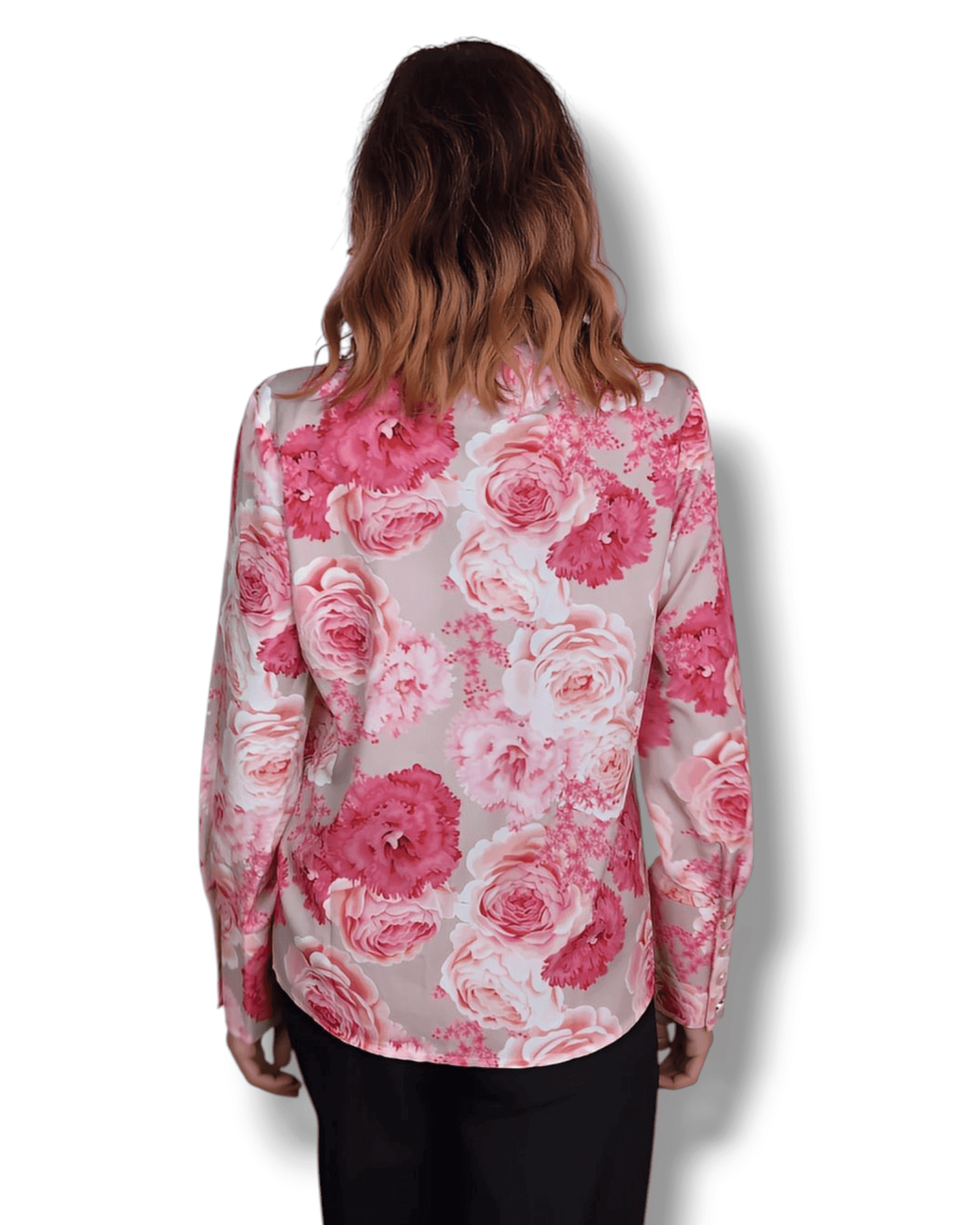 . Suranska Shop . : Chemise beige à imprimé floral rose et fuchsia avec boutons dorés – Genève, Suisse – Suranska Shop