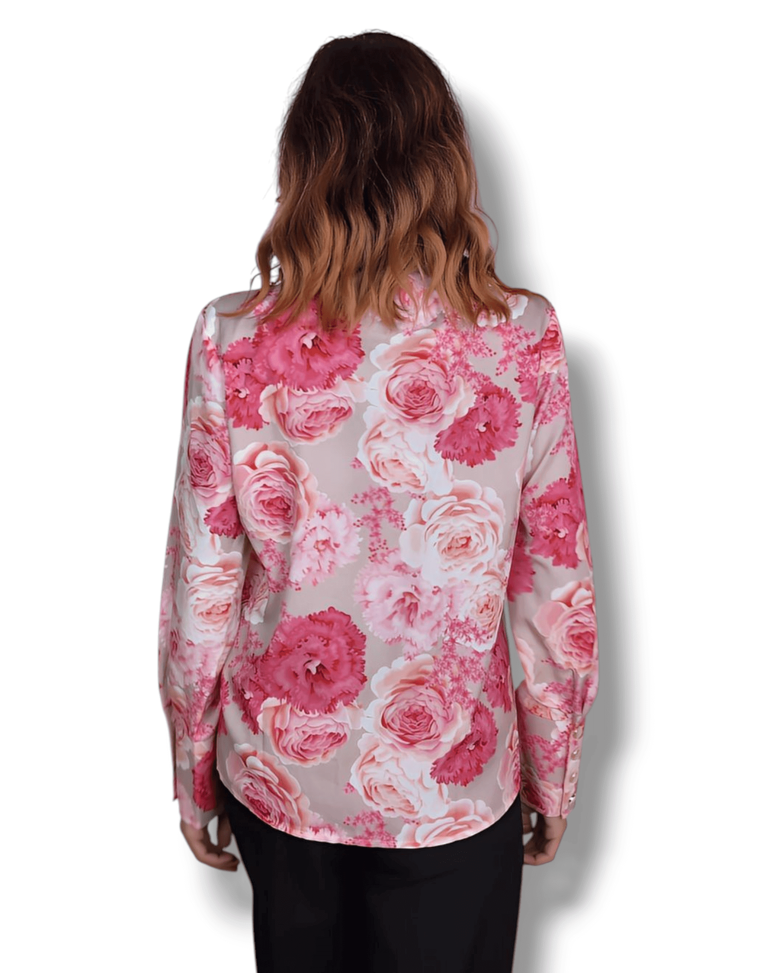 . Suranska Shop . : Chemise beige à imprimé floral rose et fuchsia avec boutons dorés – Genève, Suisse – Suranska Shop